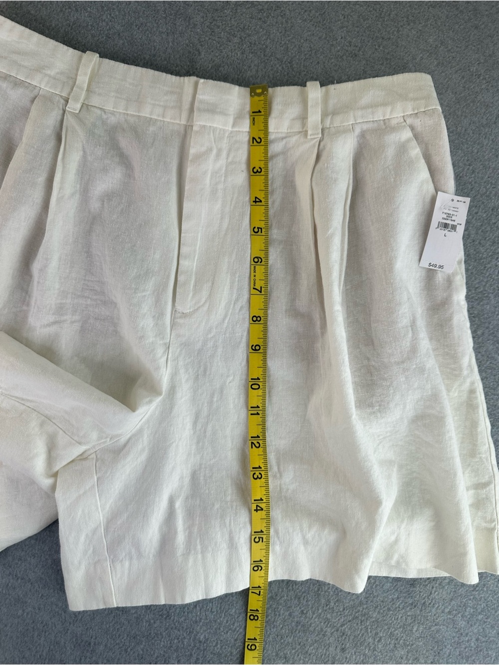 GAP White Linen Blend High Waisted Pleated Shorts Size Womens Large New With Tag - Picture 7 of 11